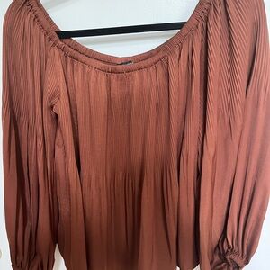 Rust Brown Pleated Blouse